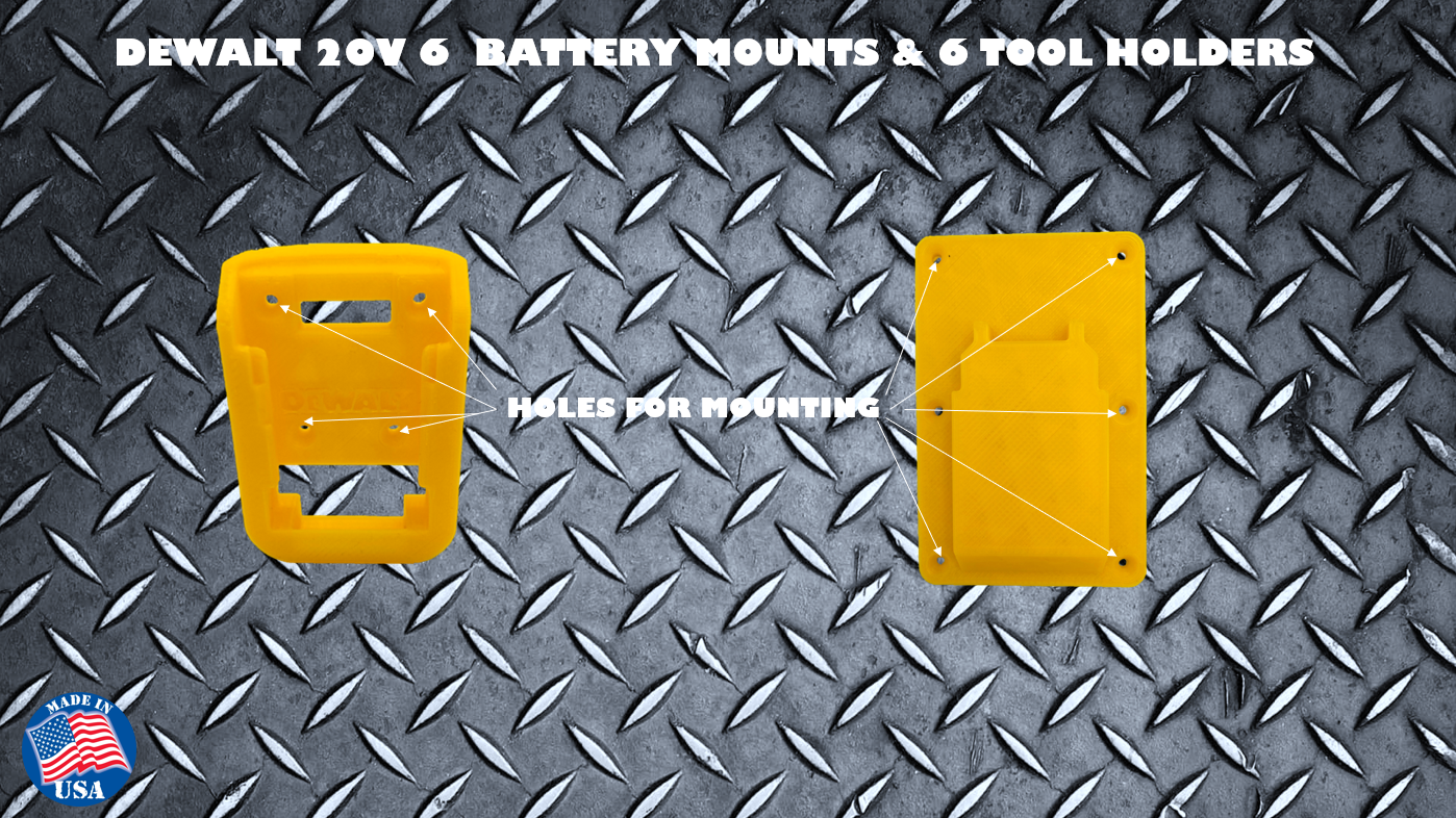 DeWalt 20V 60V Battery Mount 6PK & Tool Holder