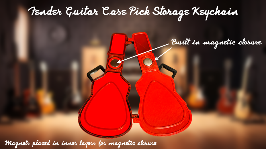 Fender Guitar Case Pick Storage Keychain