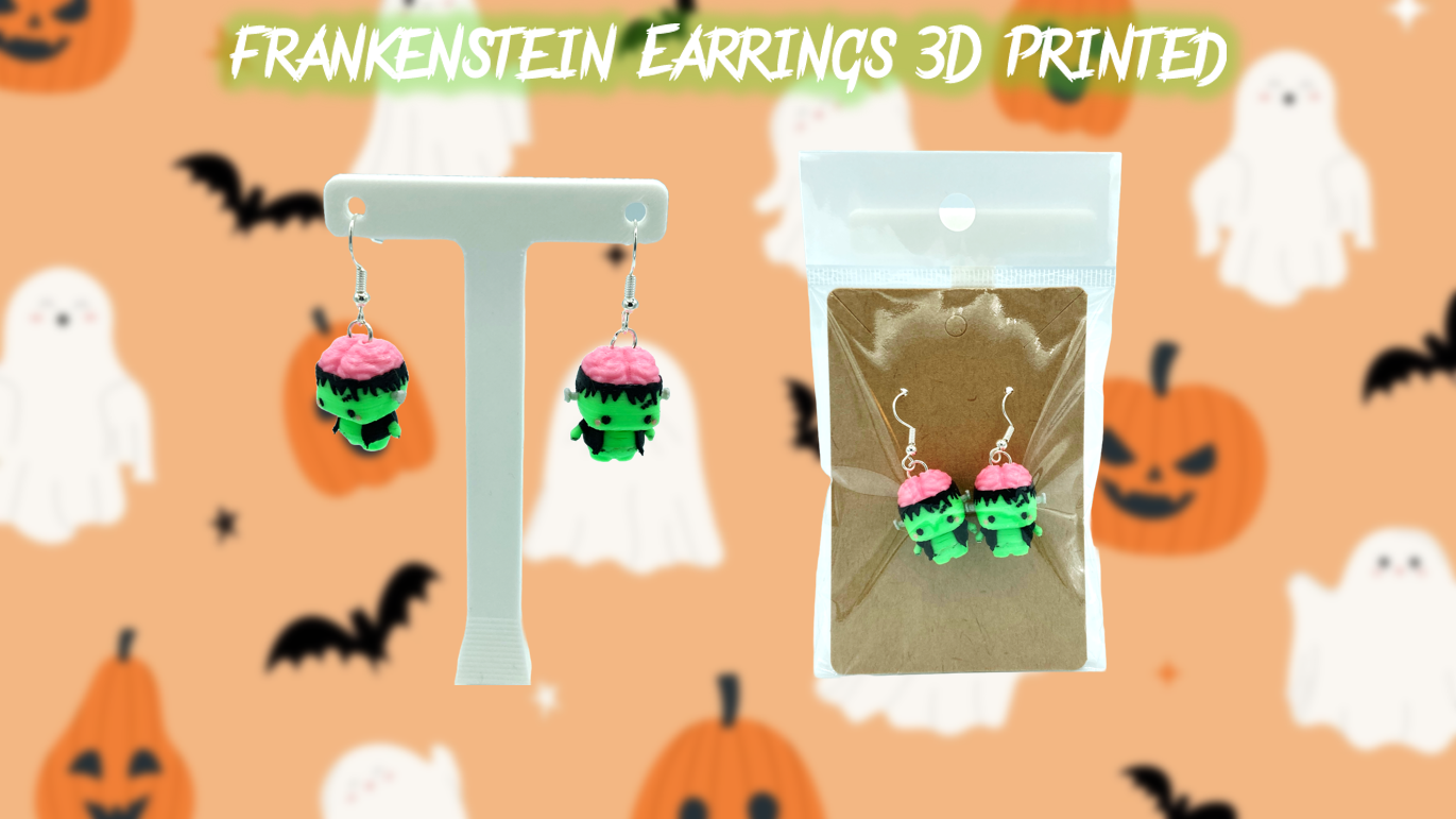 Frankenstein Halloween Dangle Drop Earrings 3D Printed