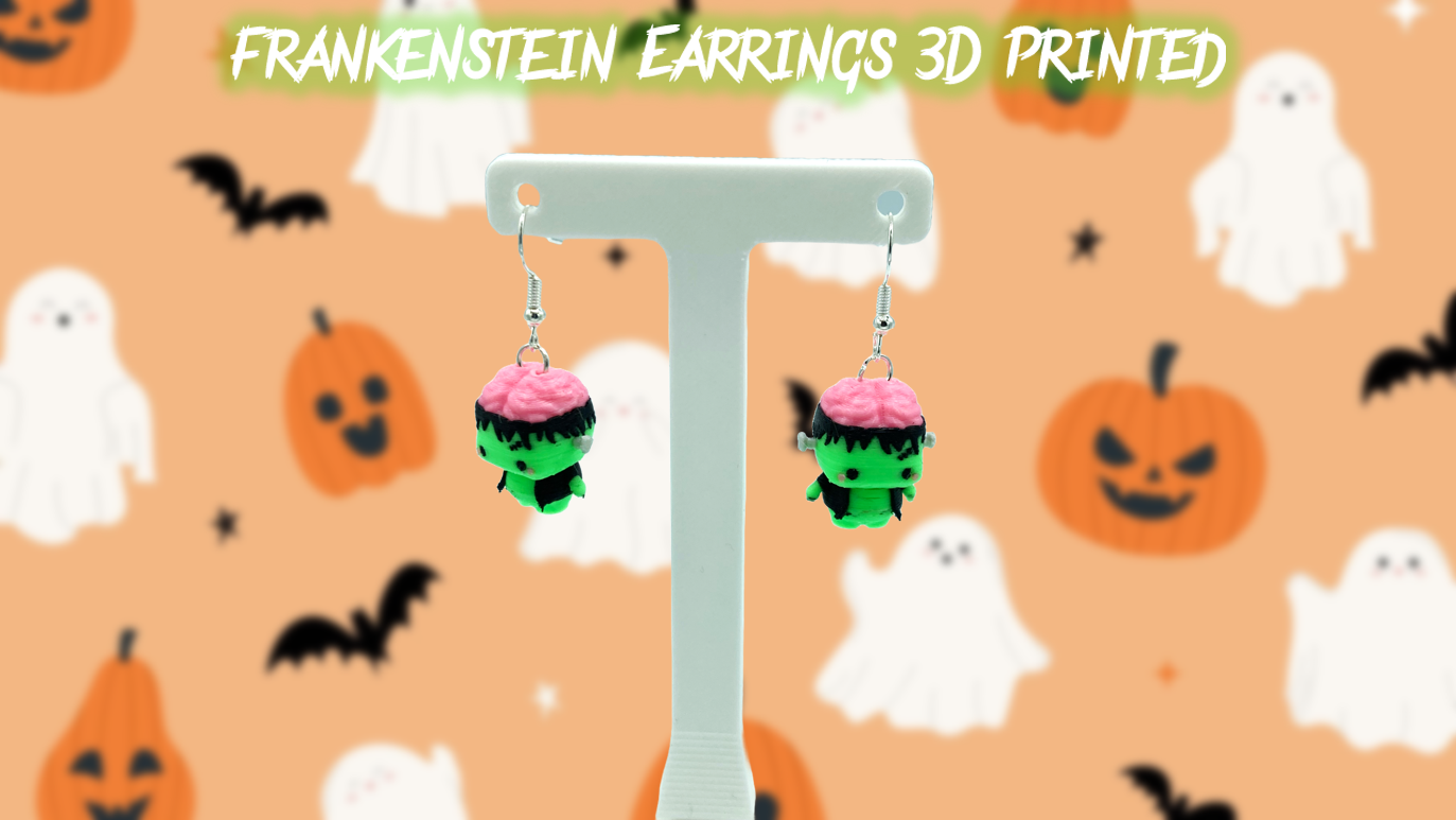 Frankenstein Halloween Dangle Drop Earrings 3D Printed