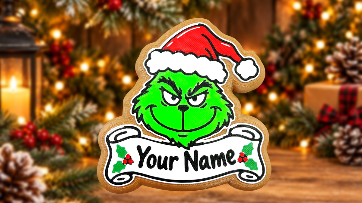 Personalized Grinch-Inspired Christmas Cookie Style Ornament