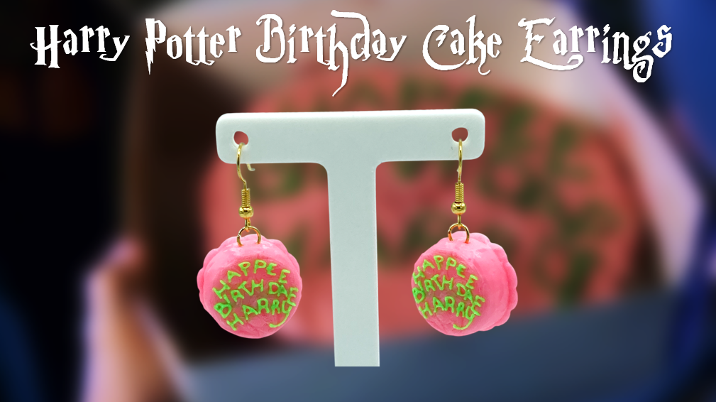Harry Potter Birthday Cake Dangle Drop Earrings 3D Printed