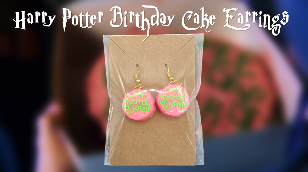 Harry Potter Birthday Cake Dangle Drop Earrings 3D Printed