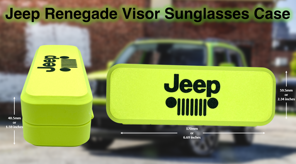 Jeep Renegade Visor Sunglasses Case with Magnetic Closure and Clip