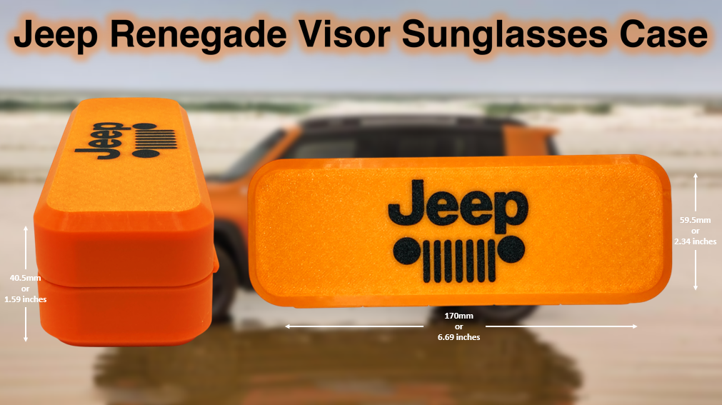 Jeep Renegade Visor Sunglasses Case with Magnetic Closure and Clip
