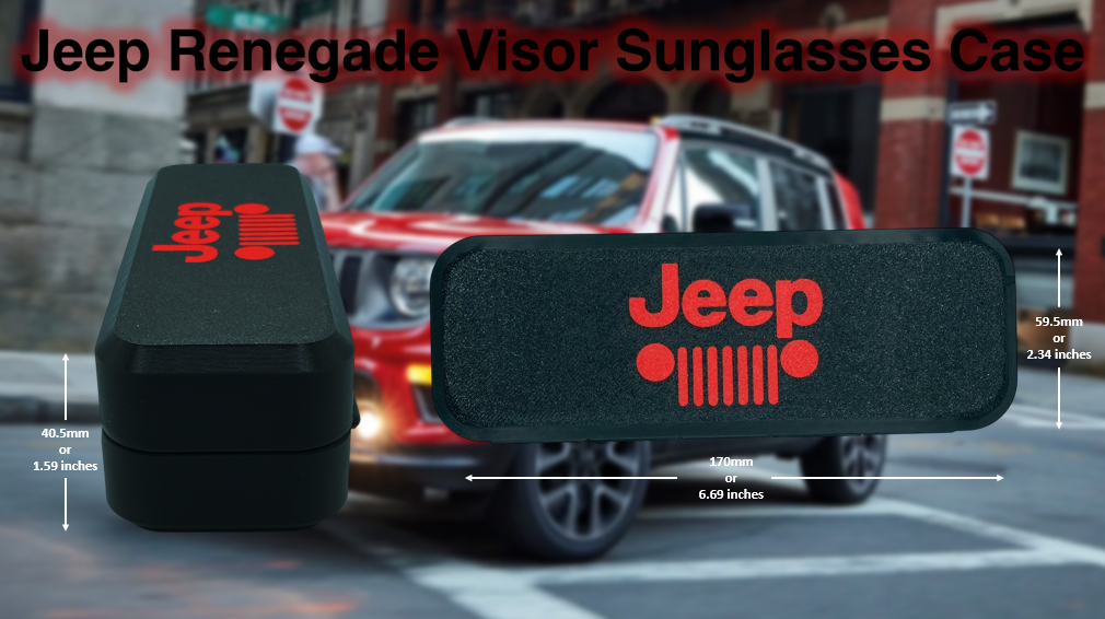 Jeep Renegade Visor Sunglasses Case with Magnetic Closure and Clip