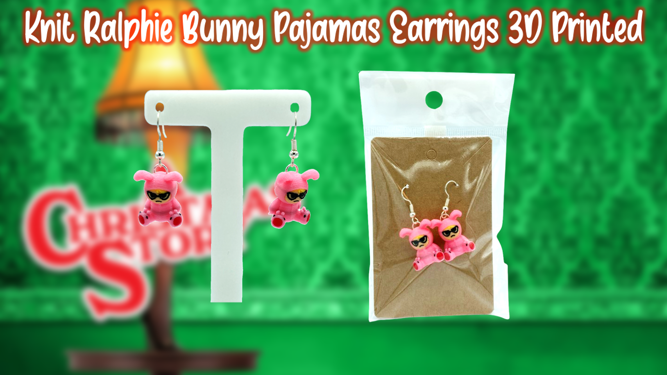 A Christmas Story Knit Ralphie Bunny Suit Pajama Earrings Dangle Drop 3D Printed