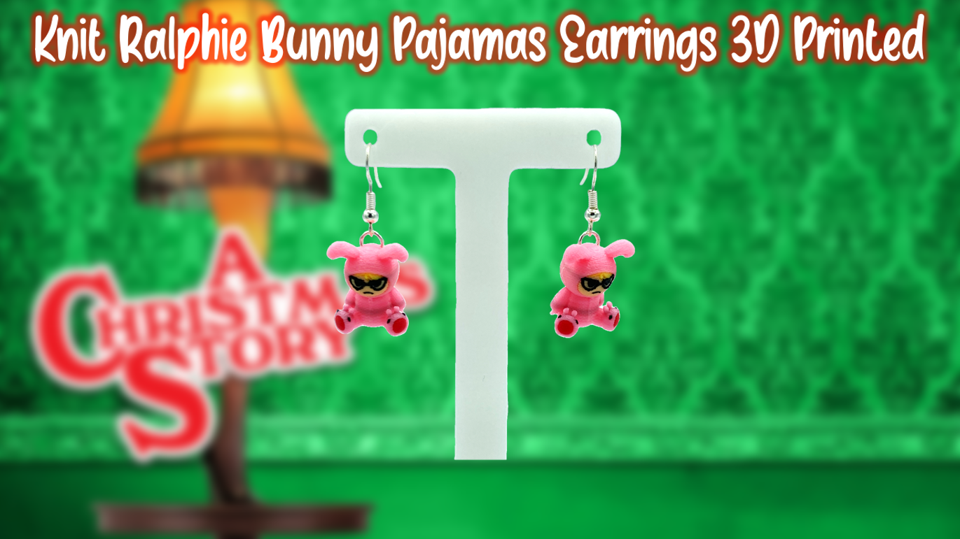 A Christmas Story Knit Ralphie Bunny Suit Pajama Earrings Dangle Drop 3D Printed