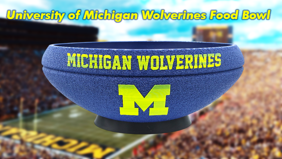 University of Michigan Wolverines Football Food Bowl 3D Printed