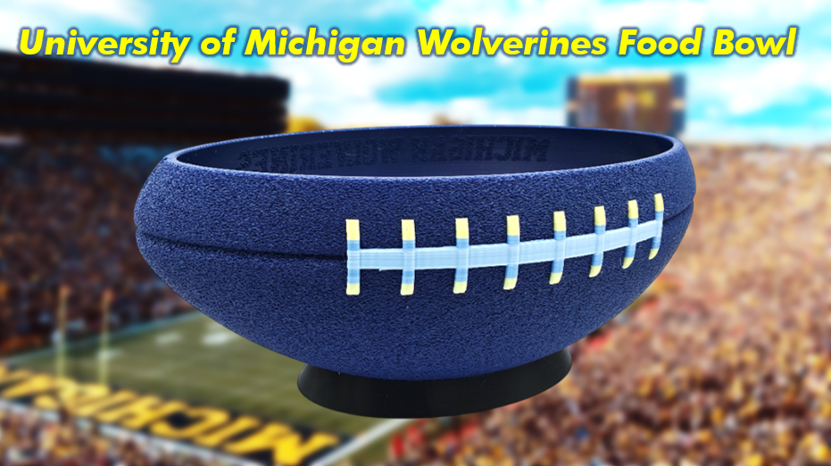 University of Michigan Wolverines Football Food Bowl 3D Printed