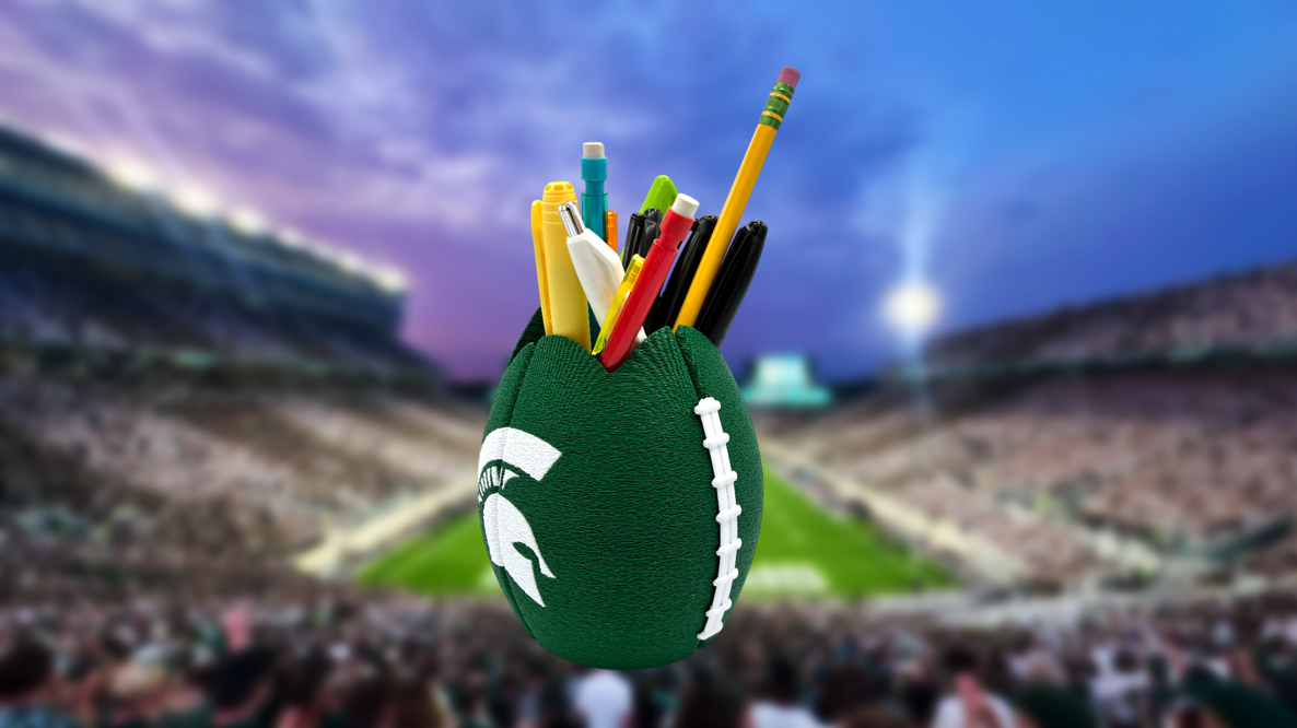 Michigan State Spartans Football Shaped Pencil Cup