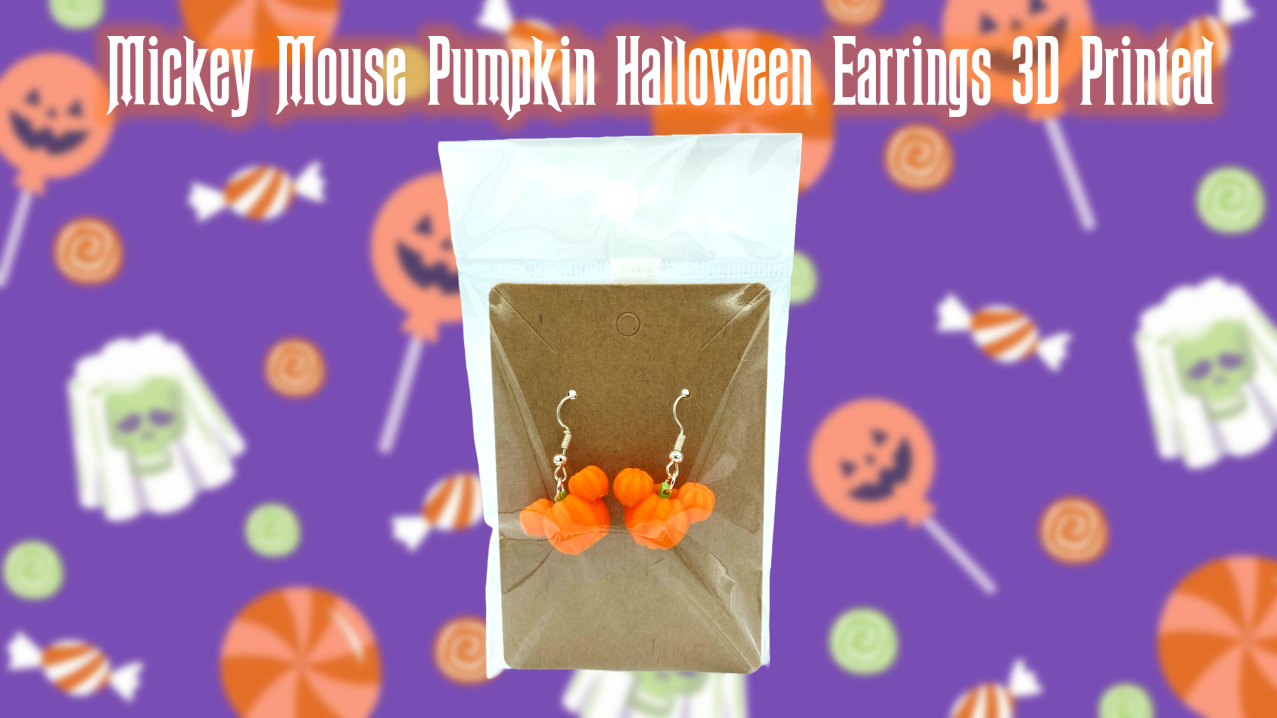 Mickey Mouse Pumpkin Halloween Dangle Drop Earrings 3D Printed