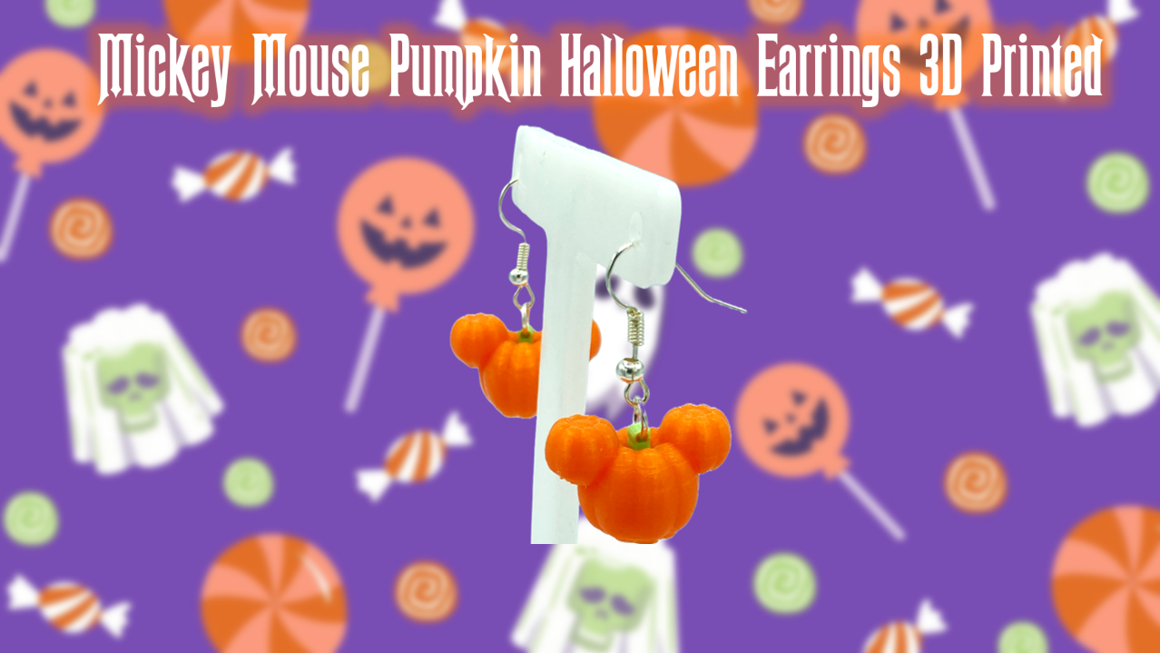 Mickey Mouse Pumpkin Halloween Dangle Drop Earrings 3D Printed