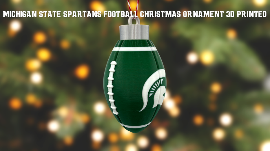 Michigan State Spartans Football Christmas Ornament 3D Printed