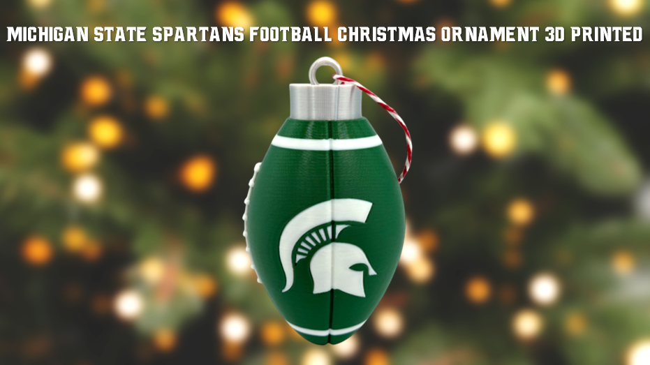 Michigan State Spartans Football Christmas Ornament 3D Printed