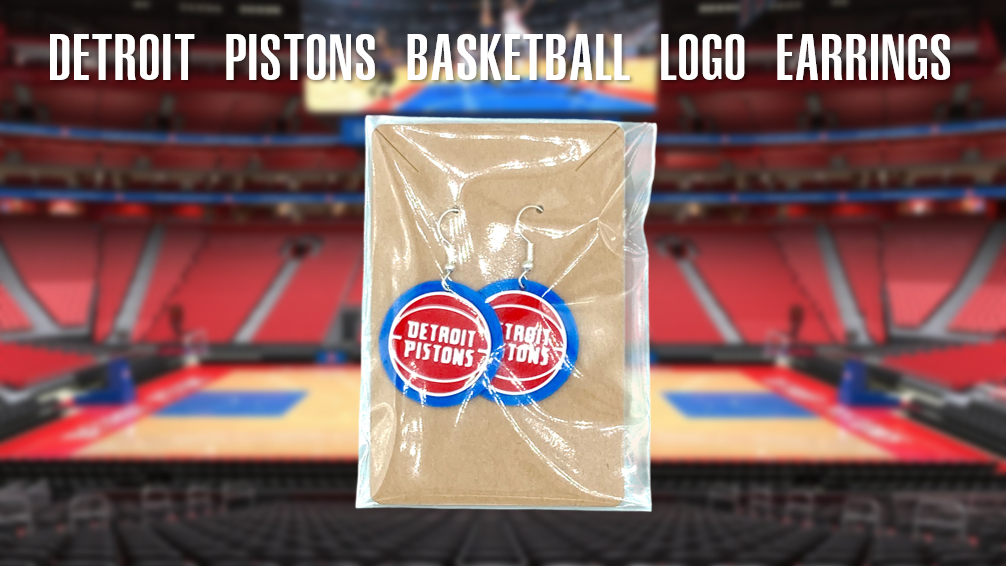 Detroit Pistons Basketball Logo 3D Printed Dangle Drop Earrings
