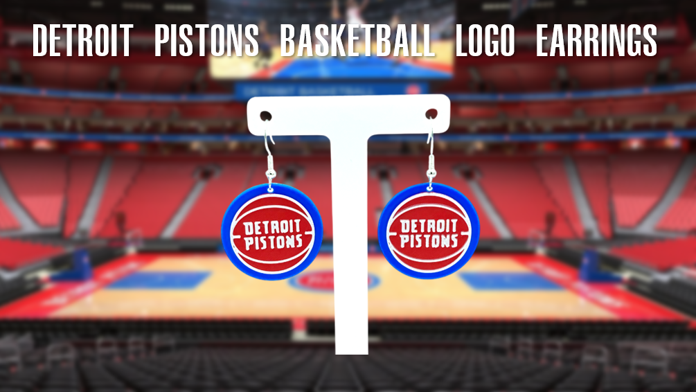 Detroit Pistons Basketball Logo 3D Printed Dangle Drop Earrings