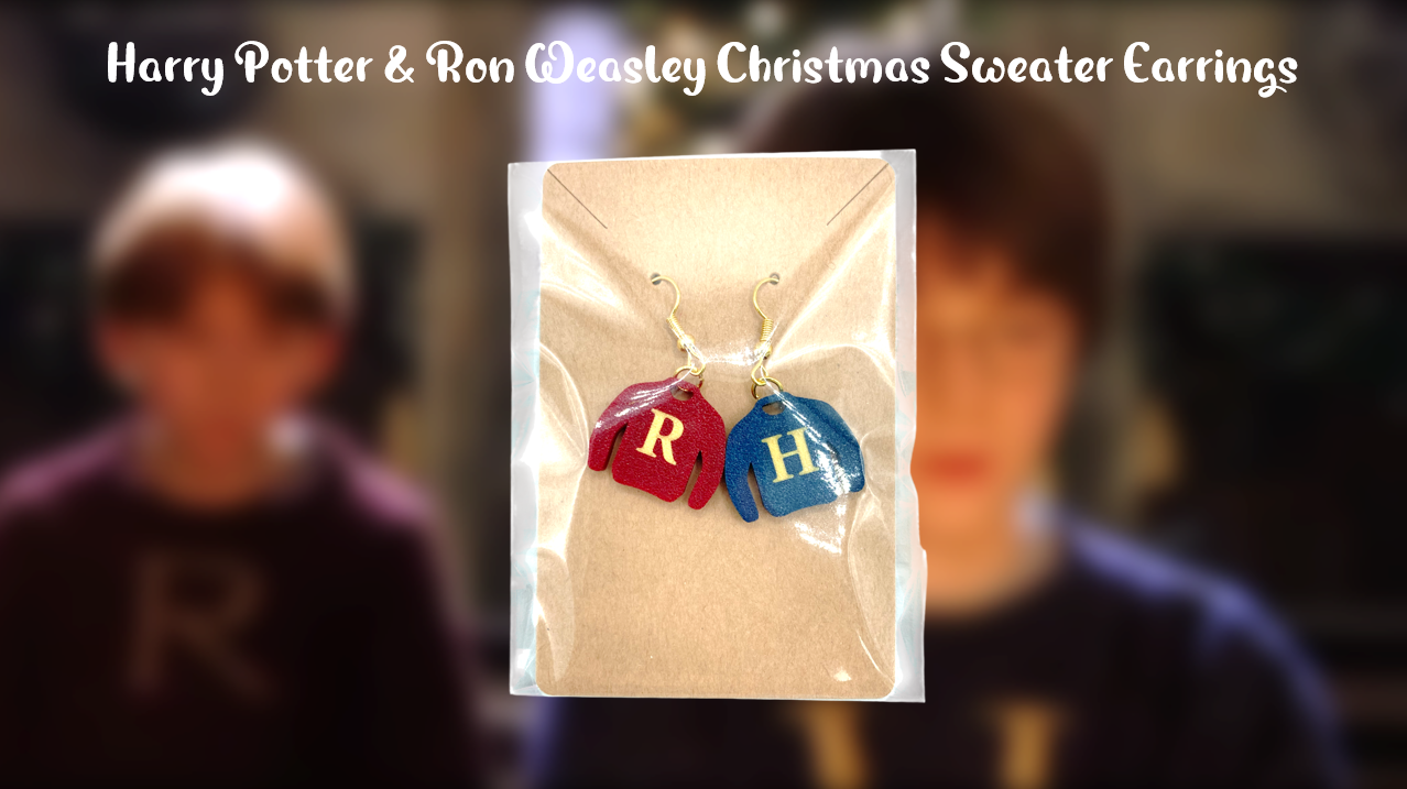 Ron Weasley & Harry Potter Christmas Sweater Dangle Drop Earrings 3D Printed