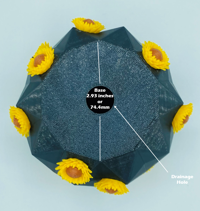 Sunflower Succulent Geometric Planter Pot with Drainage Hole 3D Printed