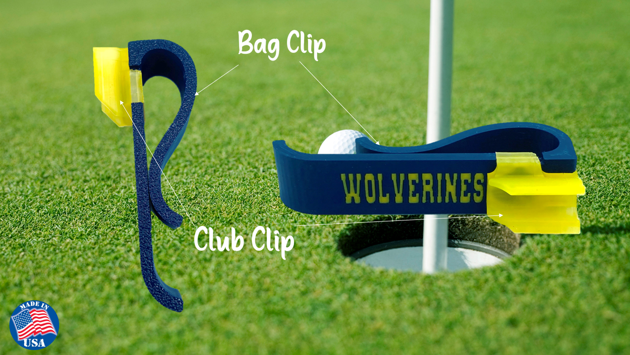 University of Michigan 14 PC Golf Club Organizer Clip Bag Holder 3D Printed