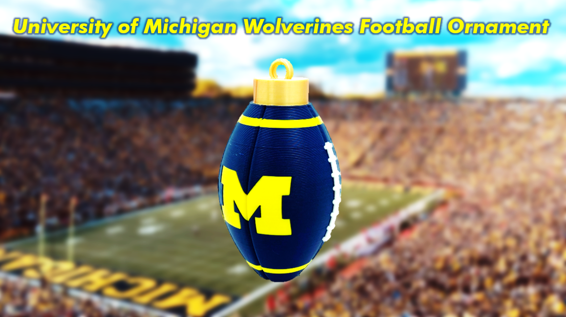 University of Michigan Wolverines Football Mirror Car Ornament 3D Printed