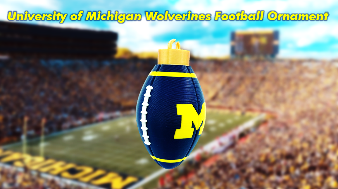 University of Michigan Wolverines Football Mirror Car Ornament 3D Printed