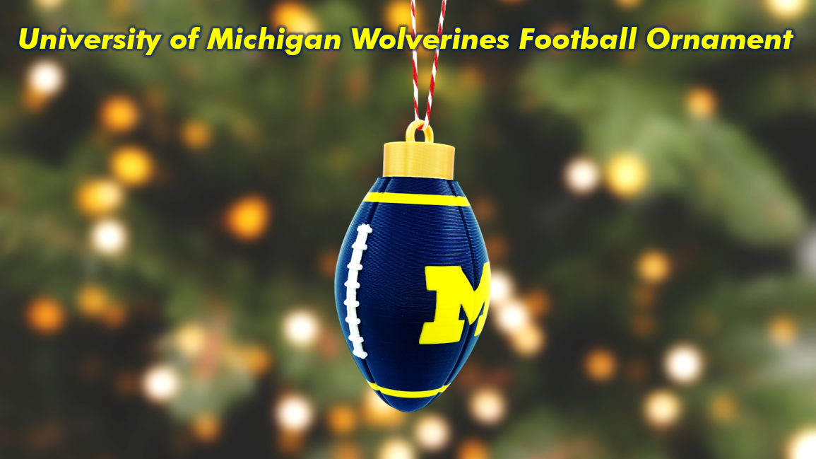 University of Michigan Wolverines Football Christmas Ornament 3D Printed