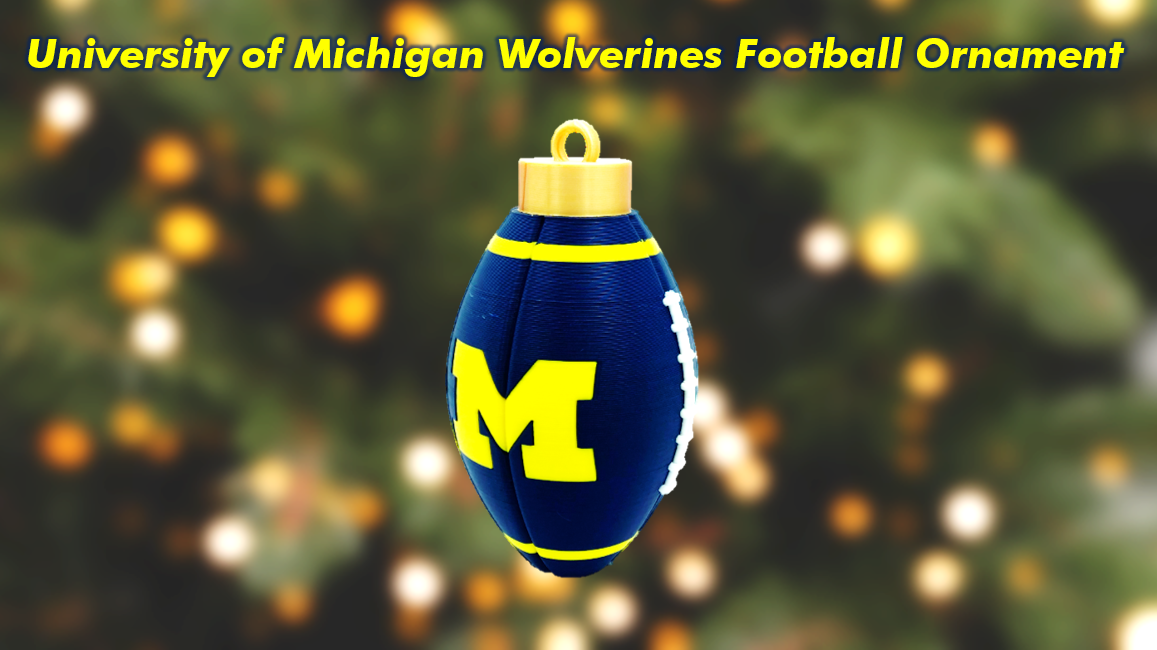 University of Michigan Wolverines Football Christmas Ornament 3D Printed