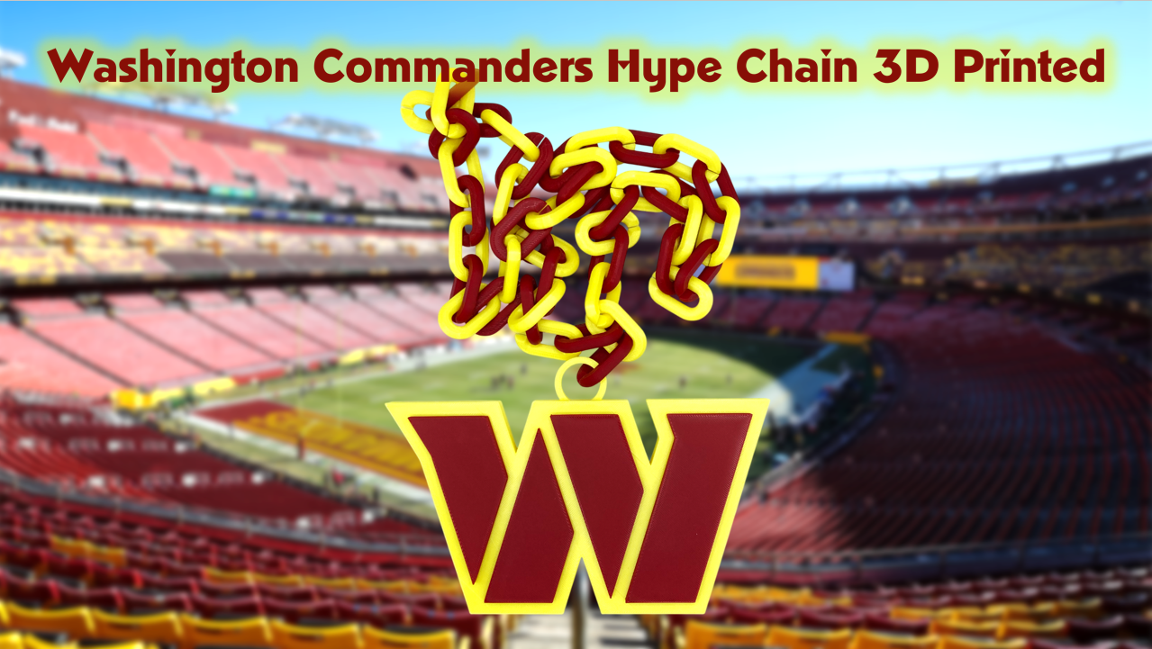 Washington Commanders Football Big Logo Fan Hype Chain Necklace 3D Printed