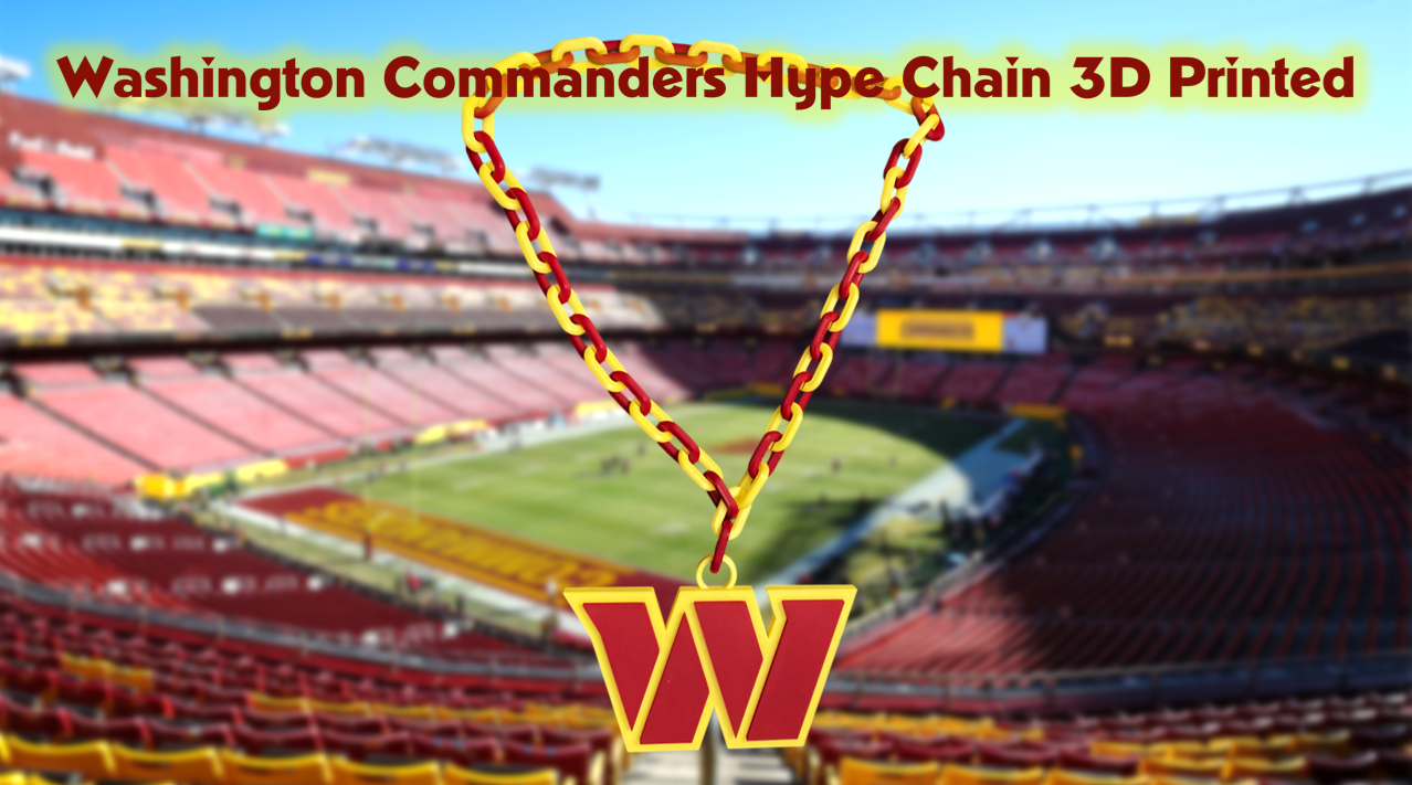 Washington Commanders Football Big Logo Fan Hype Chain Necklace 3D Printed