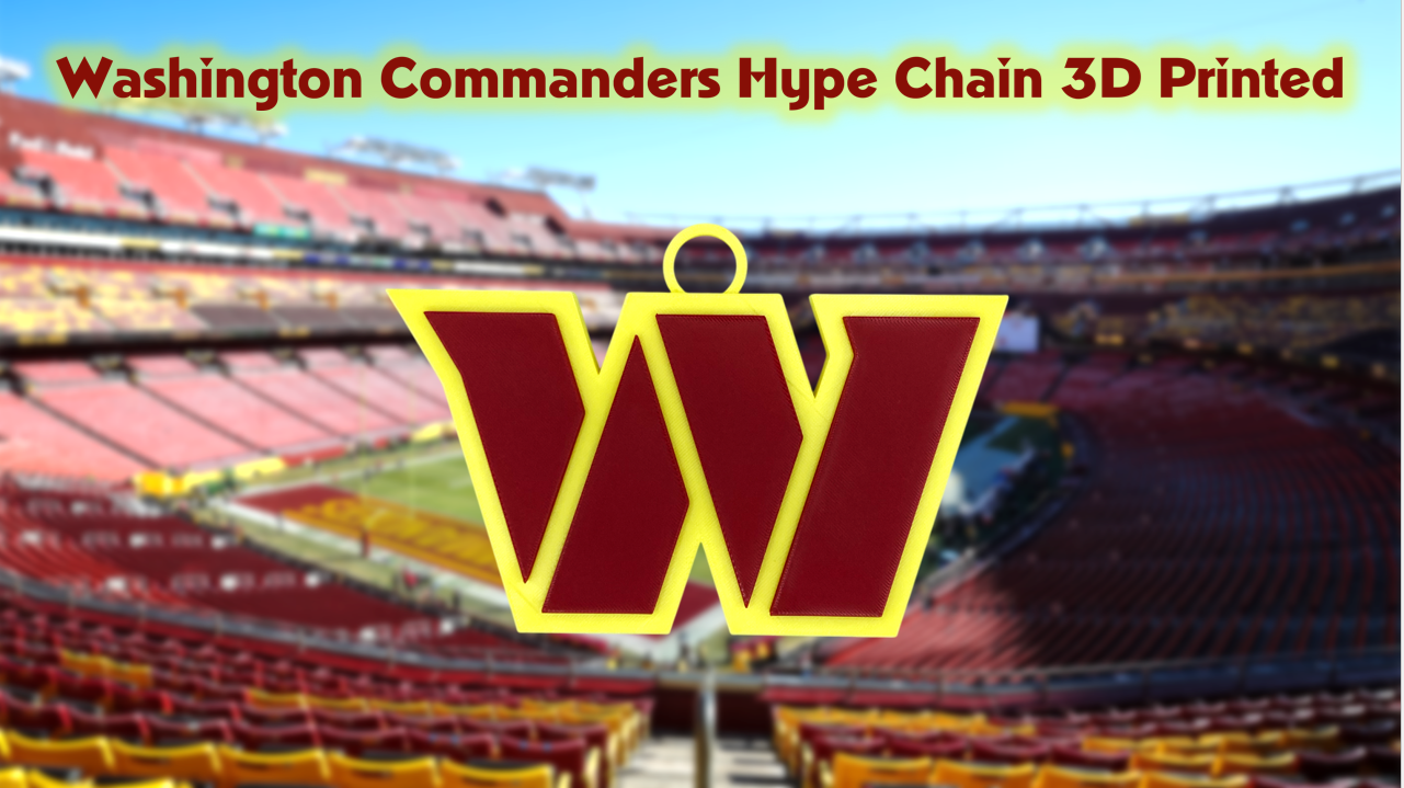 Washington Commanders Football Big Logo Fan Hype Chain Necklace 3D Printed