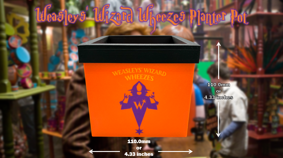 Weasley Wizard Wheezes Planter Pot with Drainage Hole 3D Printed