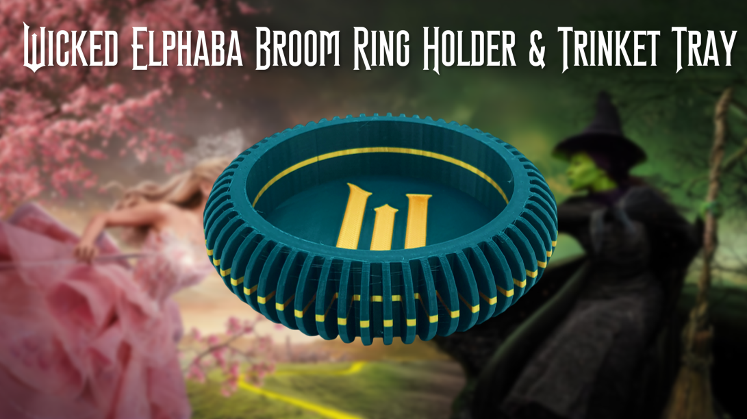 Wicked Elphaba Broom Ring Holder Jewelry Dish & Trinket Tray 3D Printed