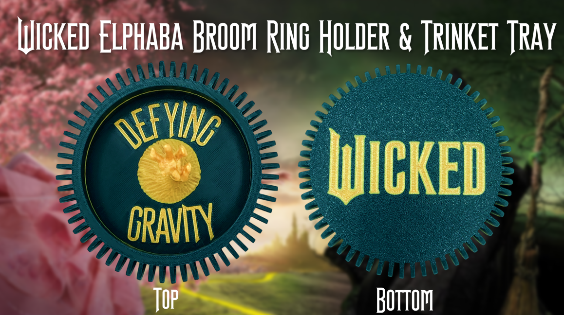 Wicked Elphaba Broom Ring Holder Jewelry Dish & Trinket Tray 3D Printed