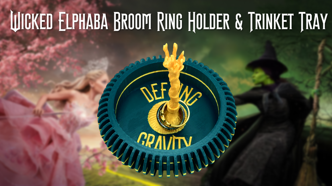 Wicked Elphaba Broom Ring Holder Jewelry Dish & Trinket Tray 3D Printed