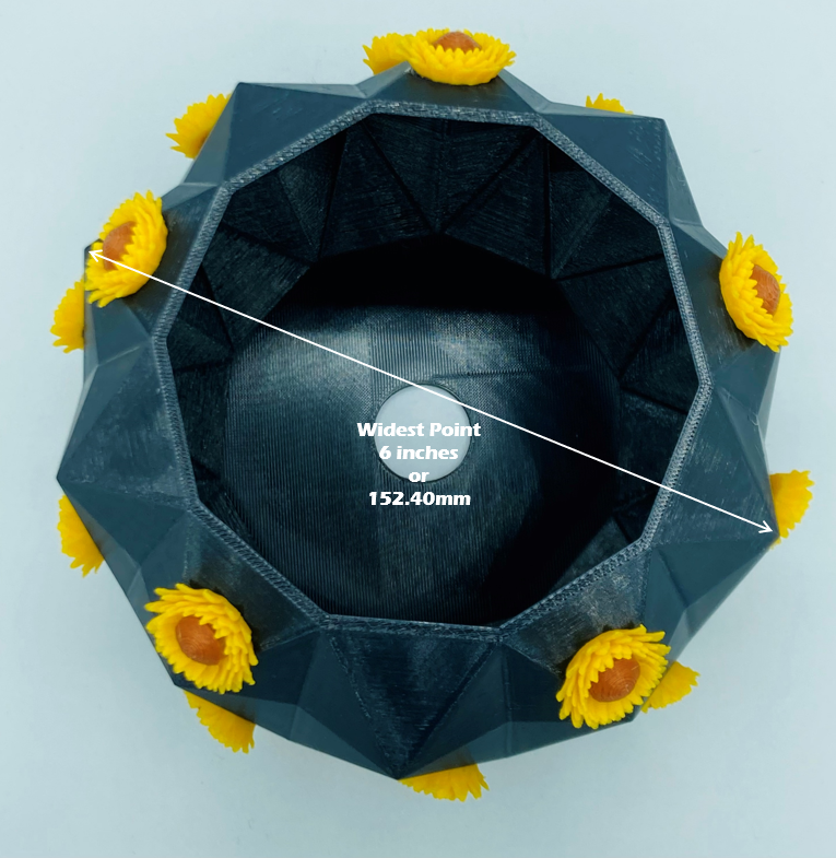 Sunflower Succulent Geometric Planter Pot with Drainage Hole 3D Printed