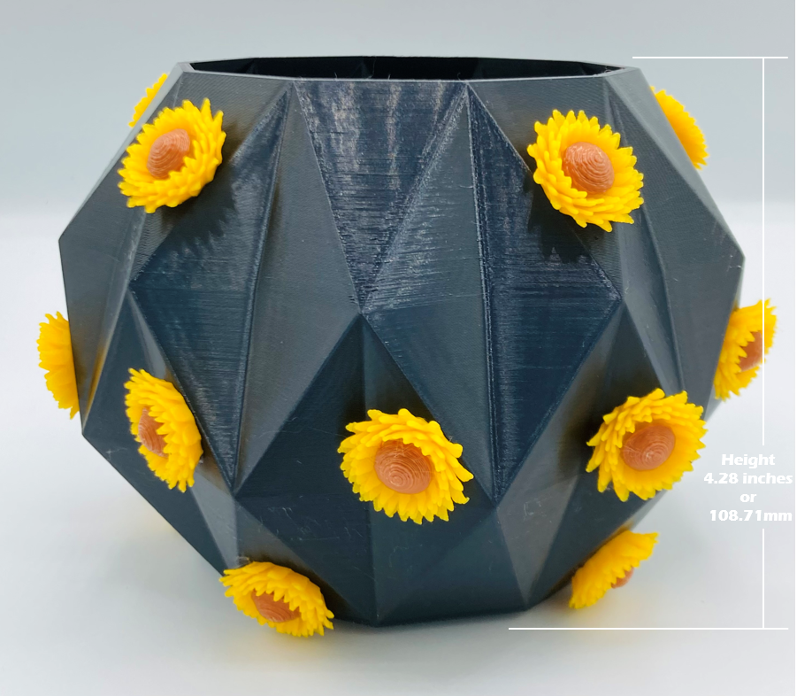 Sunflower Succulent Geometric Planter Pot with Drainage Hole 3D Printed