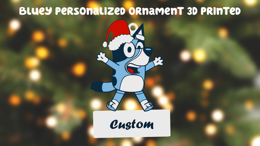 Bluey Santa Hat Personalized Customized Ornament 3D Printed