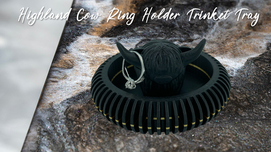 Highland Cow Ring Holder Trinket Tray 3D Printed
