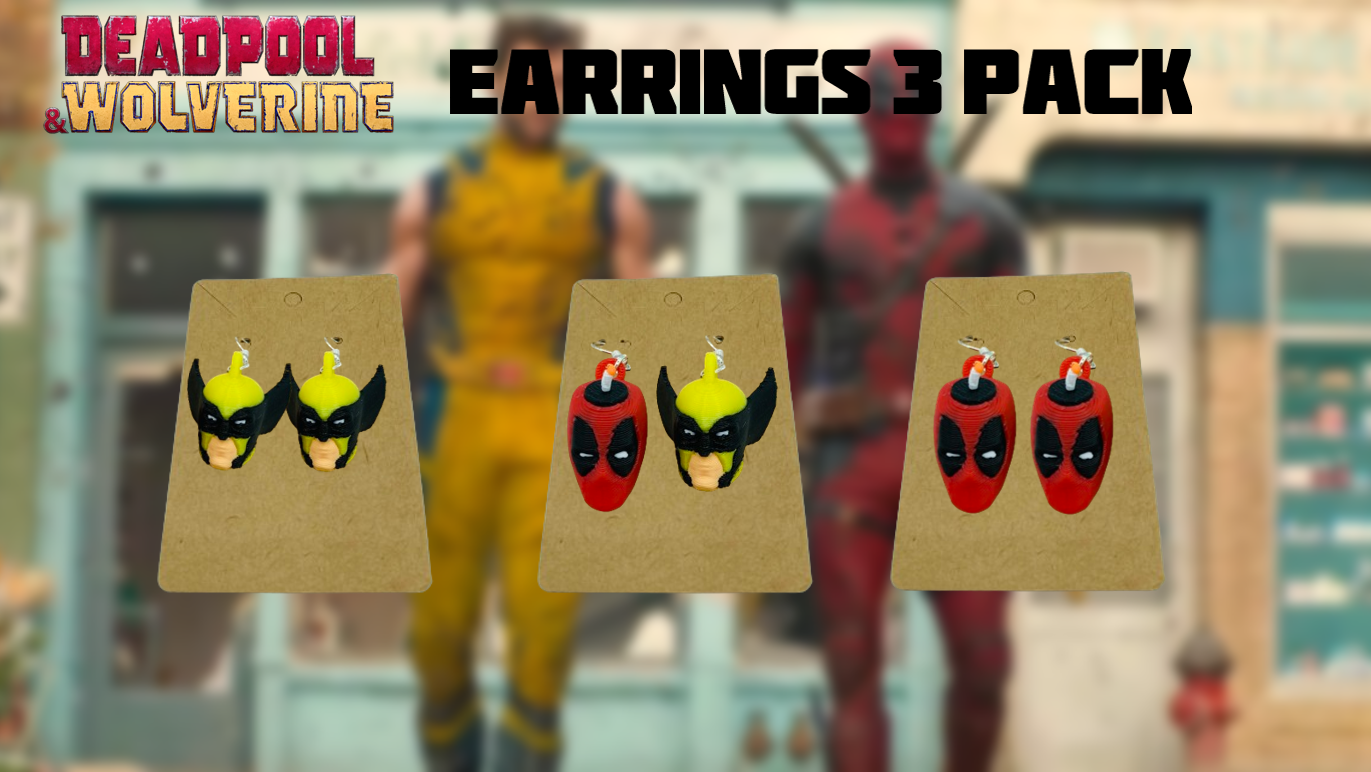 Deadpool Wolverine Dangle Drop Earrings 3 Pack