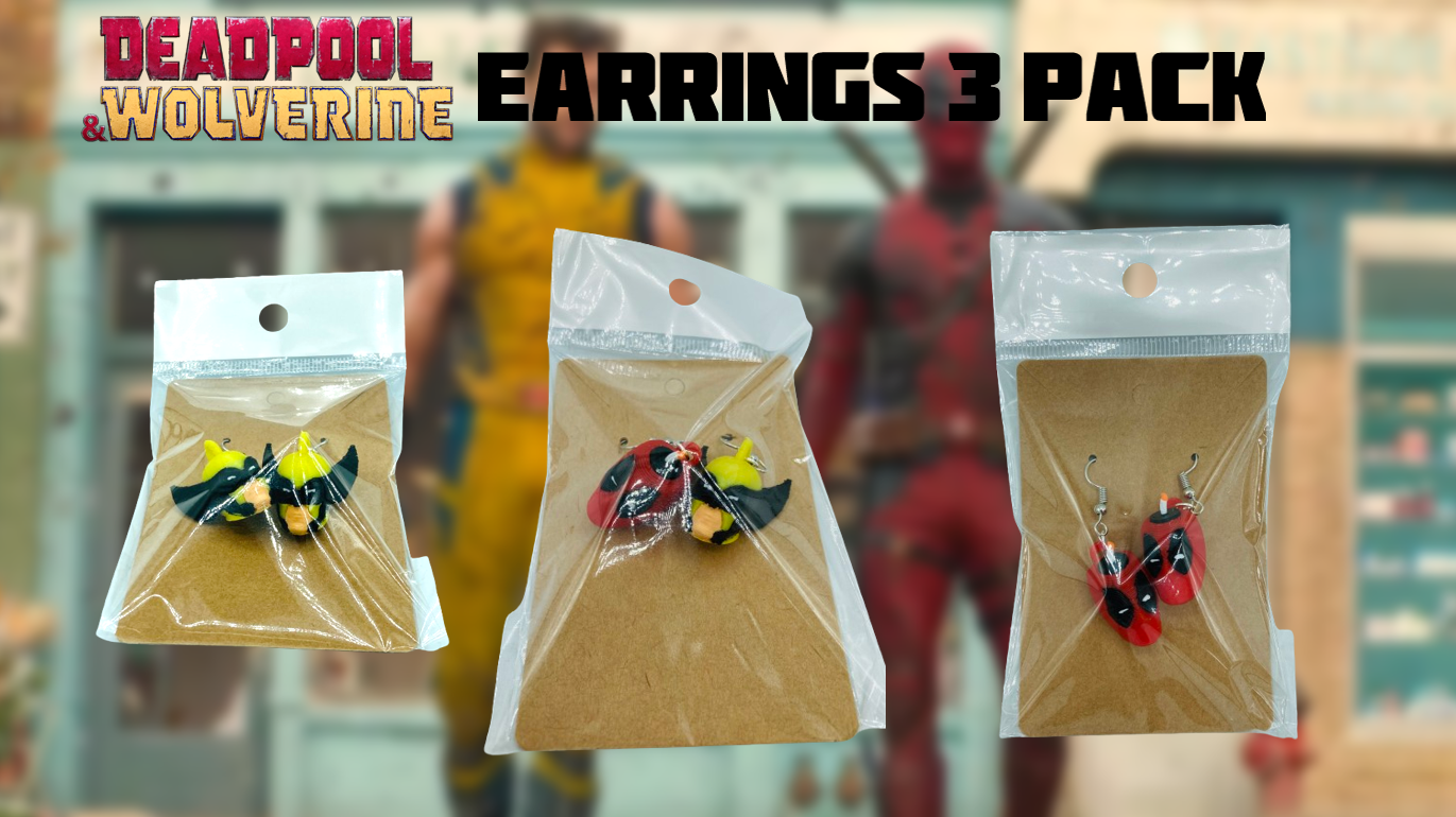 Deadpool Wolverine Dangle Drop Earrings 3 Pack
