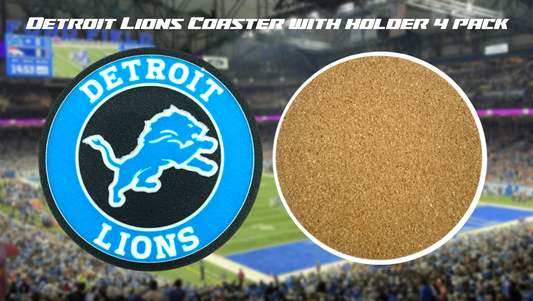 Detroit Lions Football Coasters with Holder 4 Pack 3D Printed (Version 2)