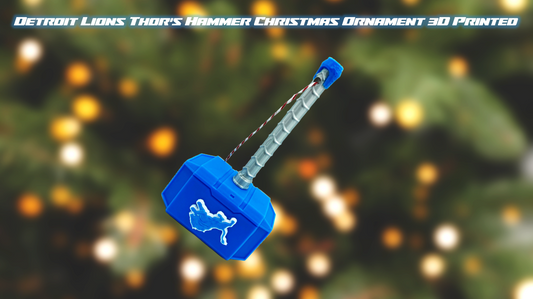 Detroit Lions Thor's Hammer Christmas Ornament 3D Printed