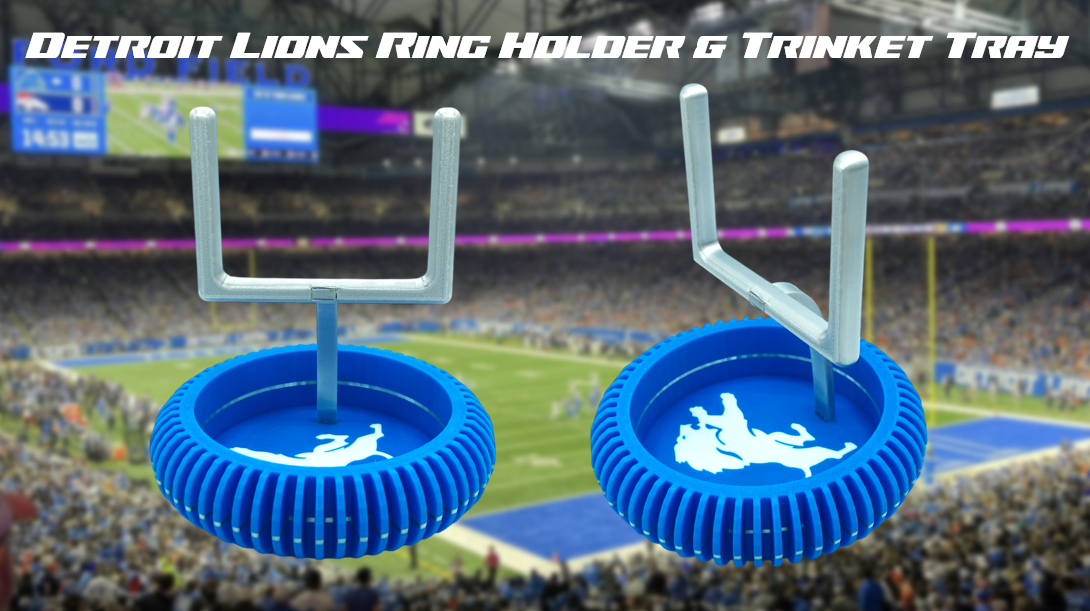 Detroit Lions Football Jewelry Dish Trinket Tray & Ring Holder 3D Printed