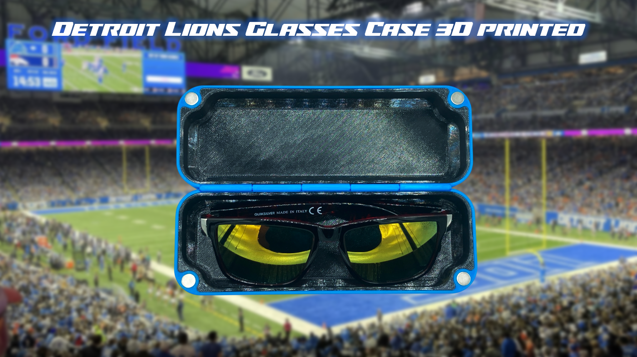 Detroit Lions Glasses Case with Magnetic Closure 3D Printed