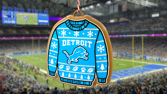 Detroit Lions Ugly Christmas Sweater Cookie Ornament