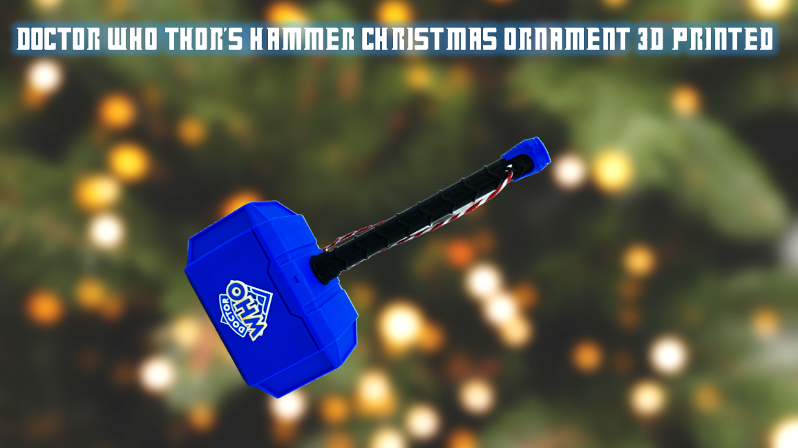 Doctor Who Thor's Hammer Christmas Ornament 3D Printed