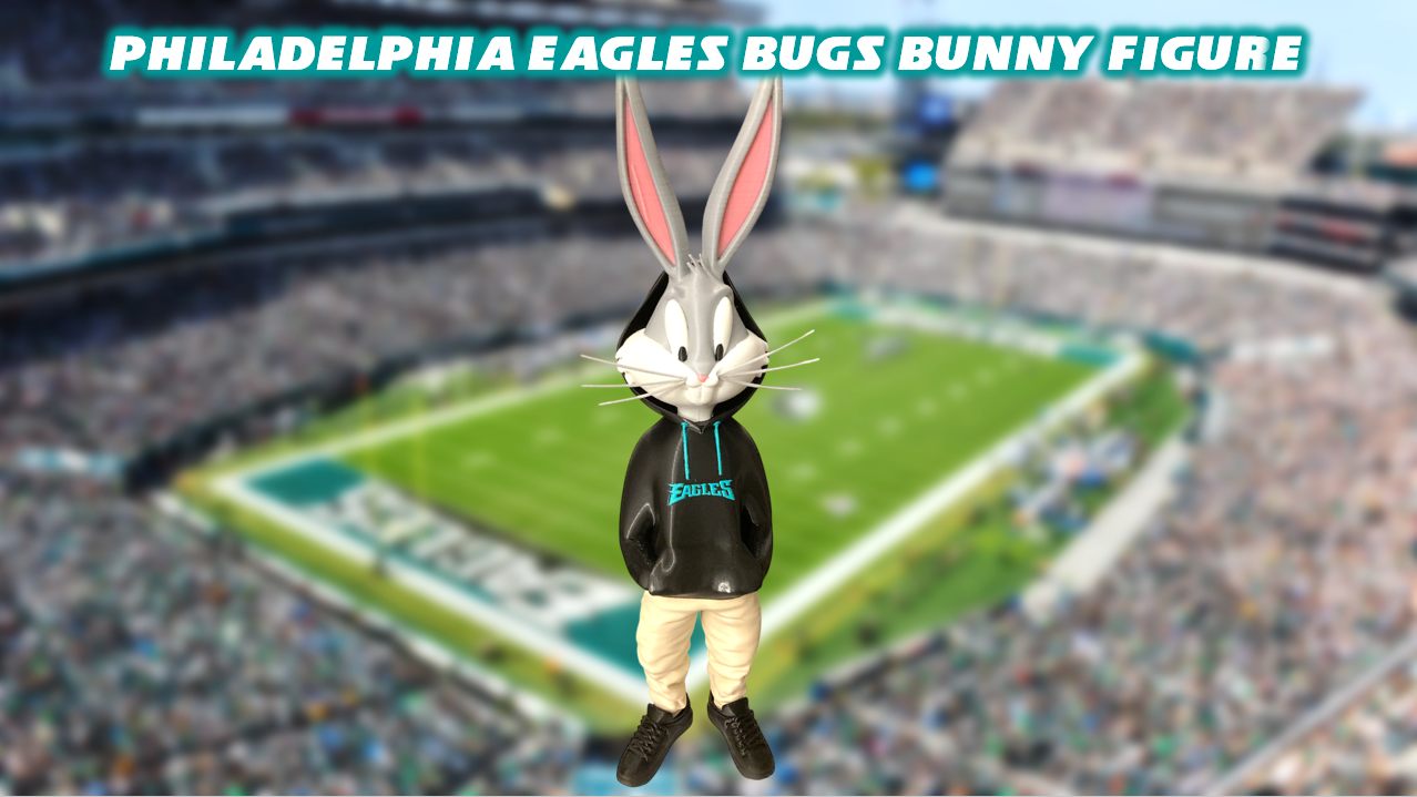 Philadelphia Eagles Bugs Bunny Figure with Hype Chain 3D Printed