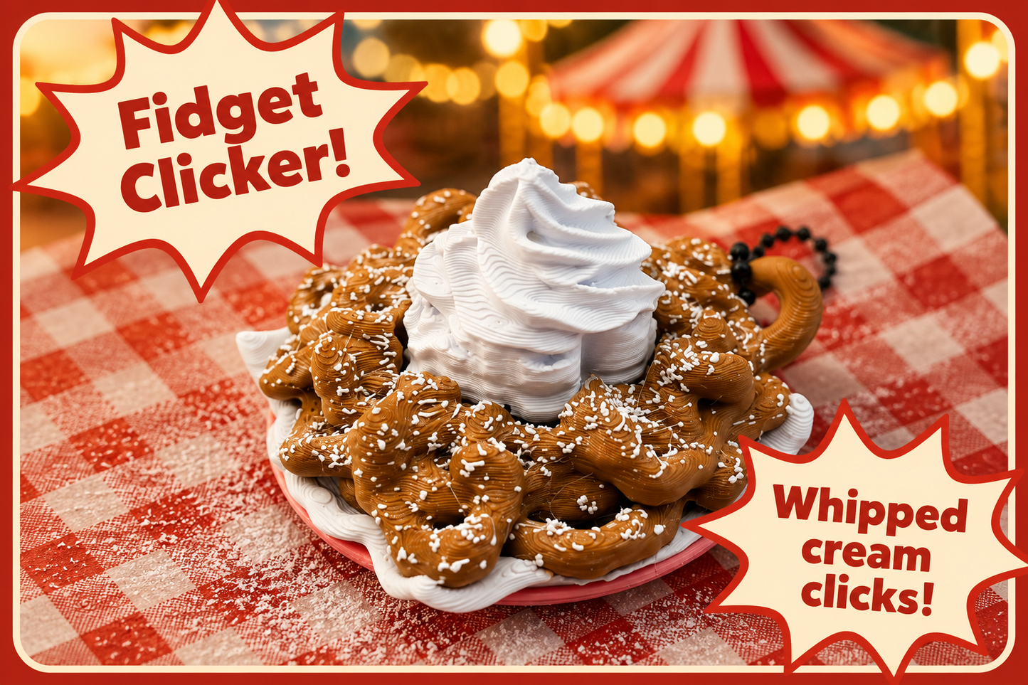 Funnel Cake Fidget Clicker Keychain
