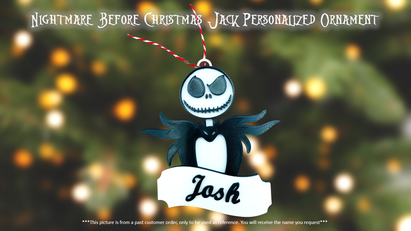 Nightmare Before Christmas Jack Skellington Personalized Ornament 3D Printed